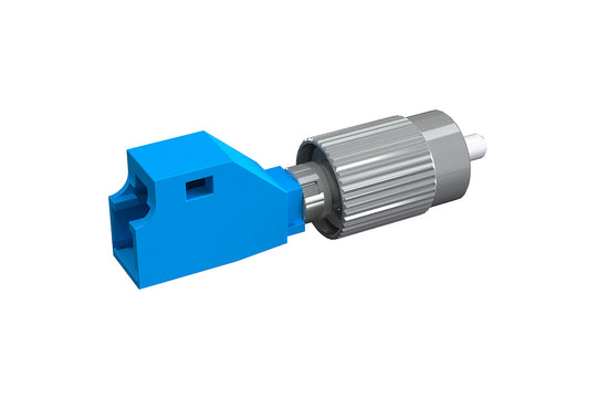 Vertical Cable Optical Fiber Test Adapter, 2.5-mm to 1.25-mm Conversion, Hybrid, FC Plug to LC Adapter, SX, SM, UPC.