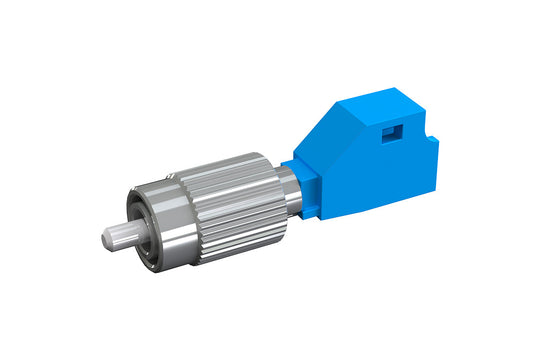 Vertical Cable Optical Fiber Test Adapter, 2.5-mm to 1.25-mm Conversion, Hybrid, FC Plug to LC Adapter, SX, SM, UPC.