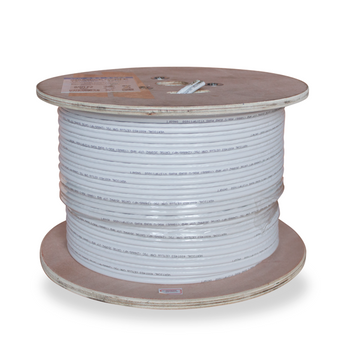 Vertical Cable Bundled Cable, 1 x RG6U (CCS) Quad Shield w/ 1 x CAT5E, 350Mhz, 24AWG, UTP, Solid, PVC Jacket, 500ft Spool, White