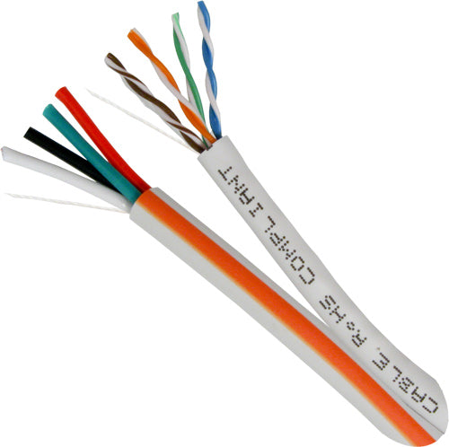 Vertical Cable Bundled Cable, 1 x Cat5E (UTP) with 4C x 16AWG, PVC Jacket, 500ft, Spool, White