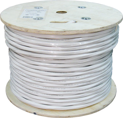 Vertical Cable Bundled Cable, 1 x RG6U (CCS) Standard Shield w/ 1 x CAT5E, 350Mhz, 24AWG, UTP, Solid, PVC Jacket, 500ft Spool, White