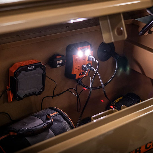 Klein Tools PowerBox 1, Magnetic Mounted Power Strip with Integrated LED Lights, 29601