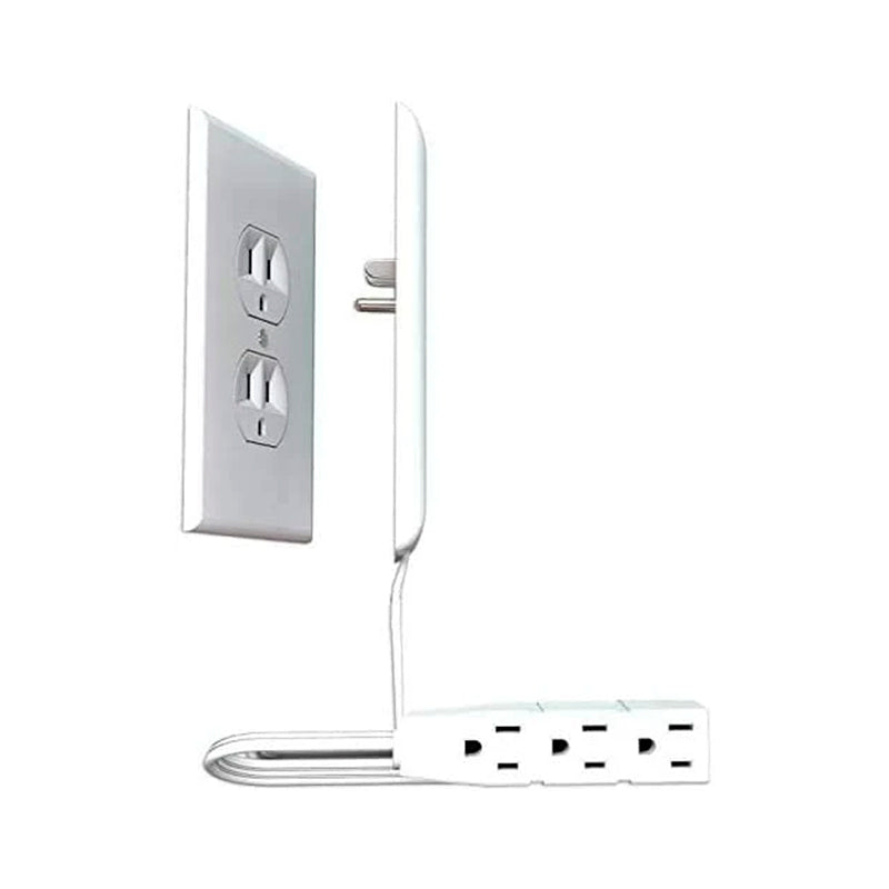 Ultra-Thin Outlet Concealer With Ultra Flat Plug Power Strip Extension  Cord, Universal Size Outlet Cover, 6 AC Outlets, 1875W For Kitchen, Home  And Of