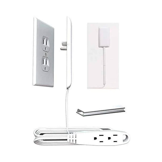 Sleek Socket Ultra-Thin Child Proofing Electrical Outlet Cover with 3 Outlet Power Strip and Cord Cover Kit, 8-Foot