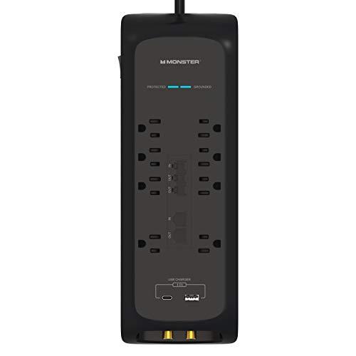 Monster Power Strip Surge Protector, 8 AC, 1 USB-C, 1 USB-A, 6 ft