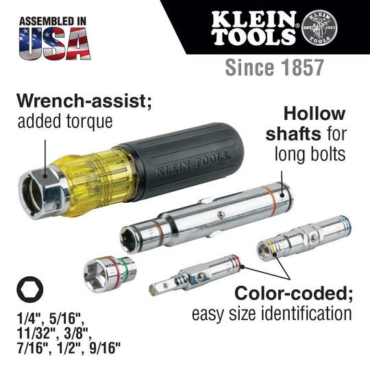 Klein Tools 7-in-1 Multi-Bit Screwdriver / Nut Driver, Magnetic, 32807MAG