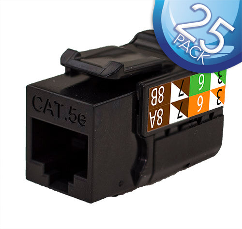 Vertical Cable Cat5E Keystone Jack 25 Pack