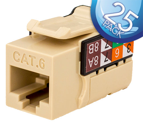 Vertical Cable Cat6 Keystone Jack 25 Pack