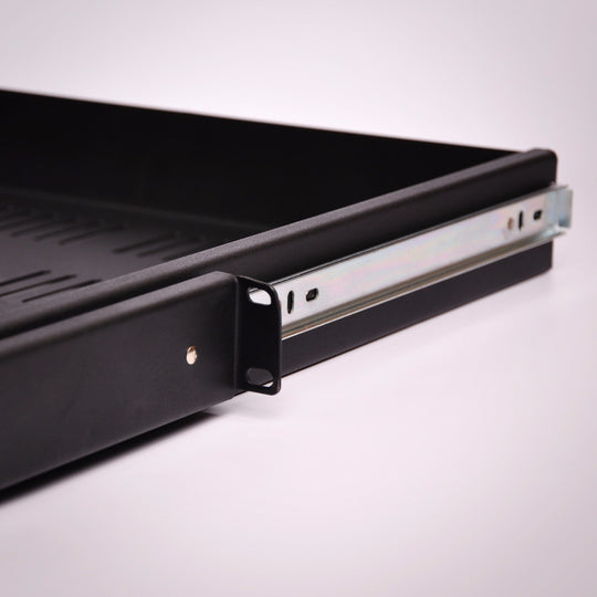 Quest 26 Inch (37 Inch Ext) 1 Unit (1U) Vented High-Load Capacity Sliding Rack Shelf