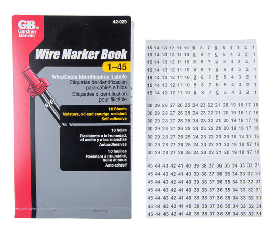 Gardner Bender Pocket Pack Wire Markers (numbers 1-45), 42-029