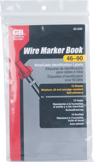 Gardner Bender Pocket Pack Wire Markers (numbers 46-90), 42-030