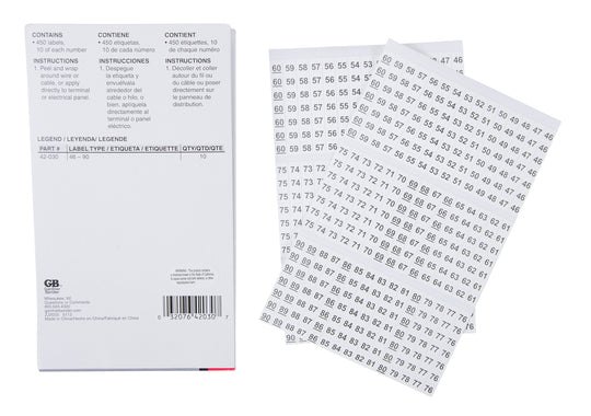 Gardner Bender Pocket Pack Wire Markers (numbers 46-90), 42-030
