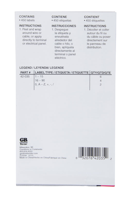Gardner Bender Pocket Pack Wire Markers (A-Z, 1-90, symbols), 42-035