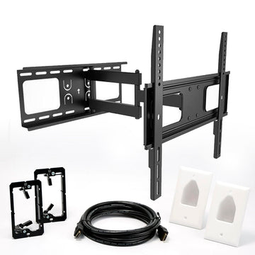 Rhino Brackets Articulating Curved and Flat Panel TV Wall Mount w/ In-Wall Wire Hider Kit for 32-55 Inch Screens