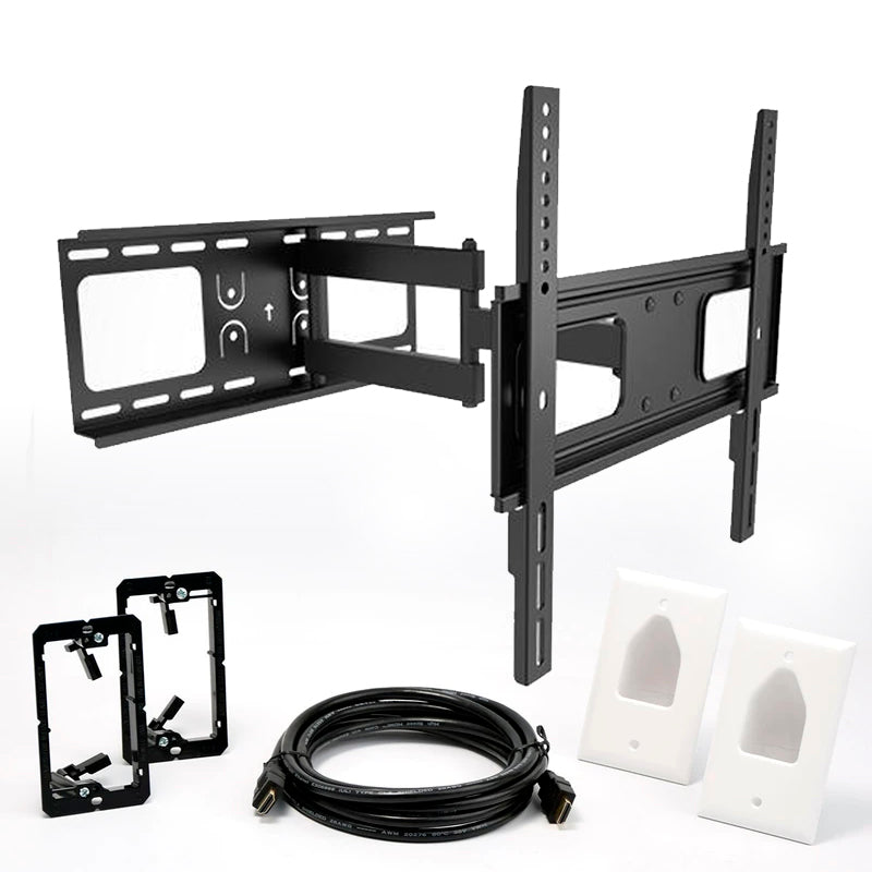 Rhino Brackets Articulating Curved and Flat Panel TV Wall Mount w/ In-Wall Wire Hider Kit for 37-70 inch Screens LPA3RB6-463A-KIT