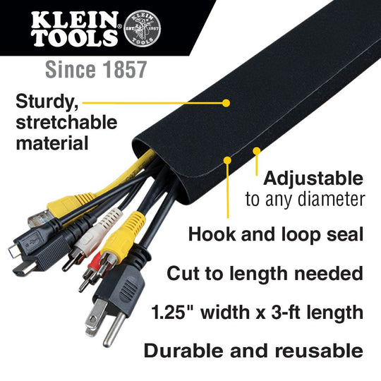 Klein Tools Cable and Wire Management Sleeves, 3-Foot