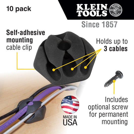 Klein Tools Self-Adhesive Cable Mounting Clips (10-Pack)