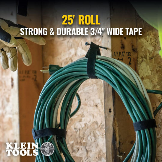 Klein Tools Hook and Loop Tape, 3/4-Inch, 25-Foot, Custom Length Cable Ties