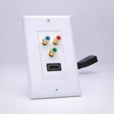 Slim Line Standard HDMI Pigtail and RGB Component Video Decor Wall Plate
