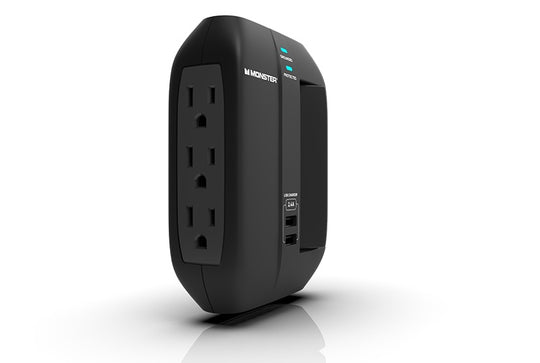 Monster Power Swivel Wall Tap Surge Protector, 6 AC, 2 USB-A