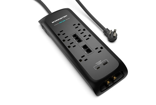 Monster Power Strip Surge Protector, 8 AC, 1 USB-C, 1 USB-A, 6 ft