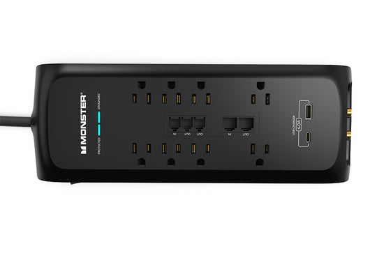 Monster Power Strip Surge Protector, 8 AC, 1 USB-C, 1 USB-A, 6 ft