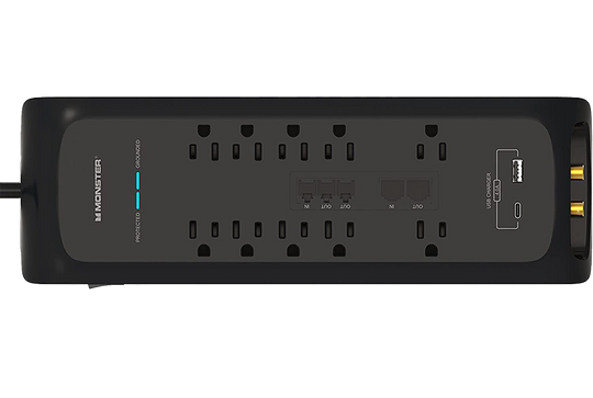 Monster Power Strip Surge Protector, 10 AC, 1 USB-C, 1 USB-A, 6 ft