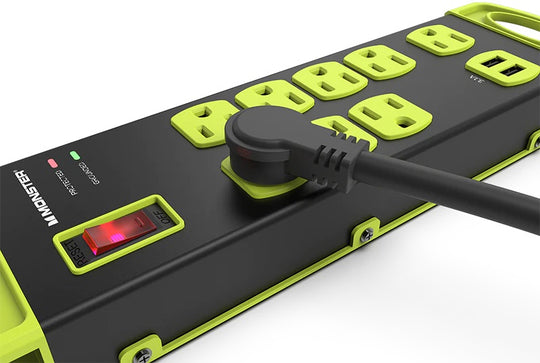 Monster Power Heavy Duty Power Strip Surge Protector, 8 AC, 2 USB-A, 15ft