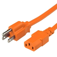 World Cord Nema 5-15P to C13 15A 125V 14/3 SJT Power Cord - Orange