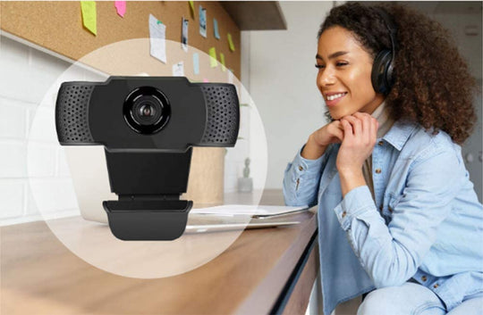 DigiCamz 1080P Webcam - 30 FPS - Auto Light Correction - Plug and Play - Dual Mic/USB 2.0/Wide Compatibility