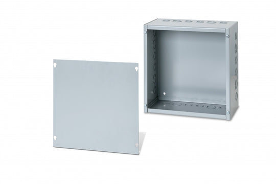Austin AB-12124SBGK 12x12x4 Type 1 Screwcover Junction Box - With ko's, Painted ANSI 61 Gray