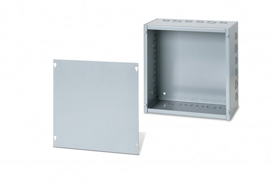 Austin AB-12128SBGK 12x12x8 Type 1 Screwcover Junction Box - With ko's, Painted ANSI 61 Gray