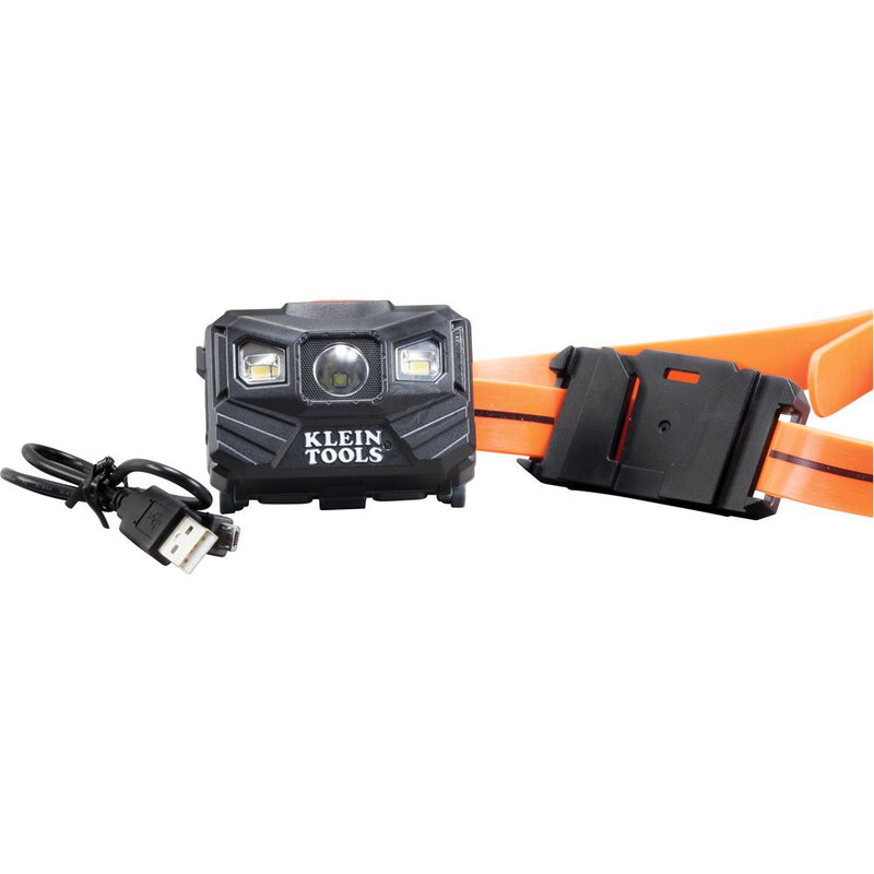 Klein Tools Rechargeable Headlamp w/Silicone Strap, 400 lm, All-Day Run, Auto-Off