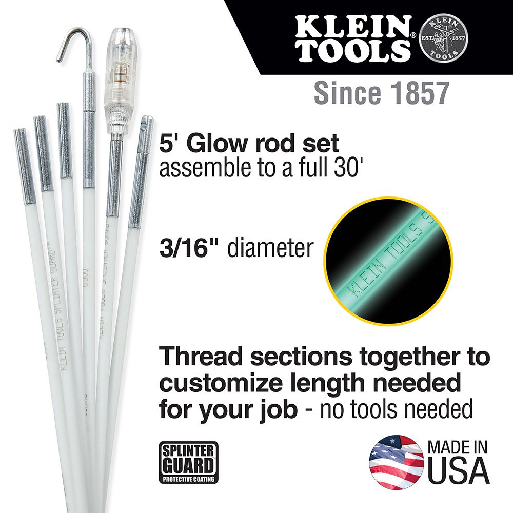 Protective Coating Splinter Guard Glow Rod Set Klein Tools 30ft