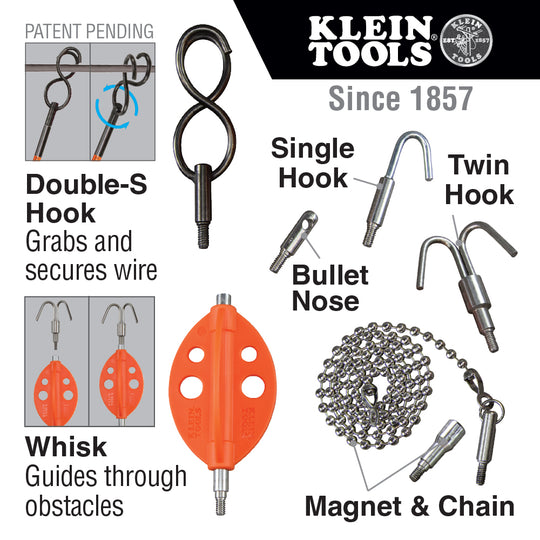 Klein Tools 56511 Fish Rod Attachment Set, 7-Piece