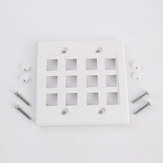 Dual Gang Keystone Jack Wall Plate - 8 or 12 Ports