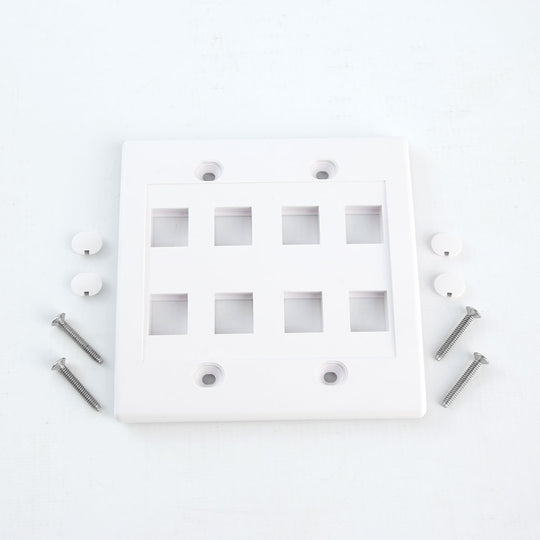 Dual Gang Keystone Jack Wall Plate - 8 or 12 Ports