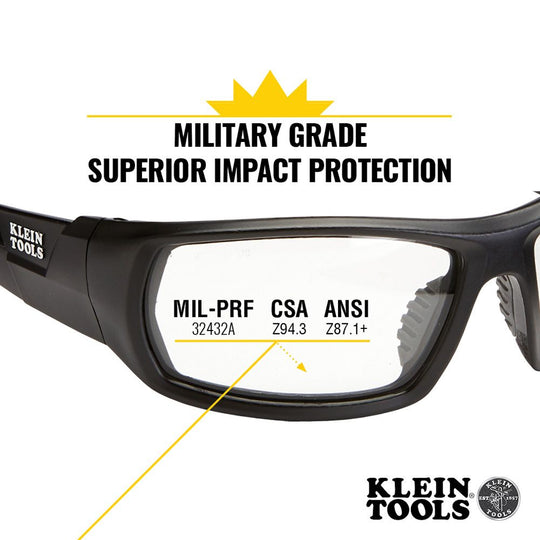 Klein Tools Professional Safety Glasses, Full-Frame, Indoor/Outdoor Lens, 60537