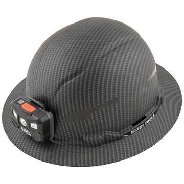 Klein Tools Hard Hat, Premium KARBN, Non-Vented Full Brim, Class E with Headlamp