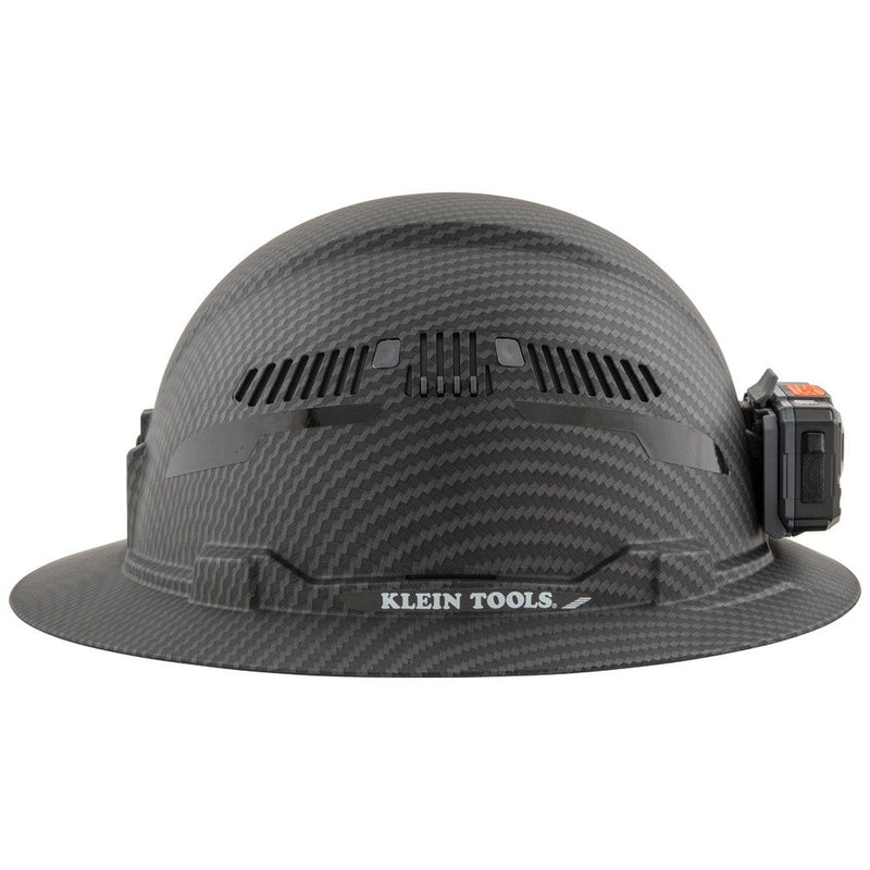 Klein Tools Hard Hat, Premium KARBN, Vented Full Brim, Class C with Headlamp