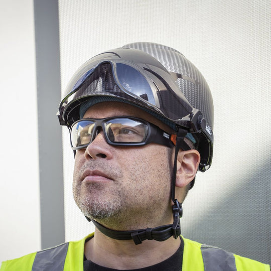 Klein Tools Safety Helmet, Premium KARBN™ Pattern, Non-Vented, Class E, Headlamp, 60515