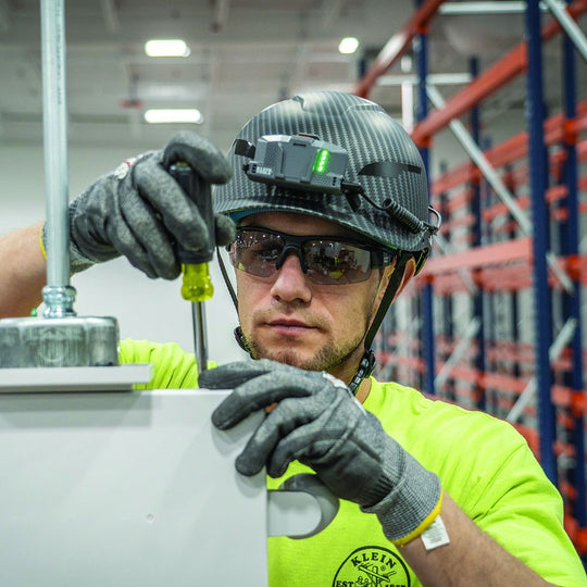 Klein Tools Safety Helmet, Premium KARBN™ Pattern, Non-Vented, Class E, Headlamp, 60515