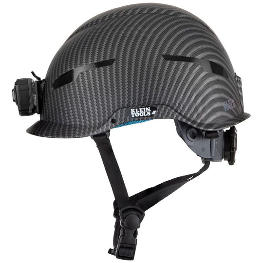 Klein Tools Safety Helmet, Premium KARBN™ Pattern, Non-Vented, Class E, Headlamp, 60515