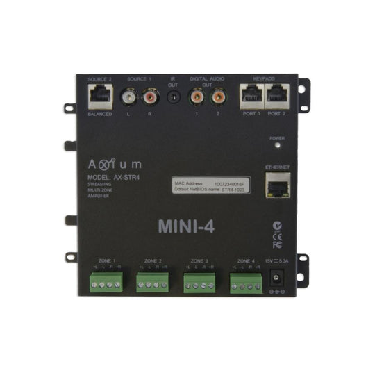 Current AudioAX-MINI4 4 Zone Streaming Multi Room Audio System plus 4 pairs BCS65 6.5" In-ceiling Contractor Series Speaker Bundle