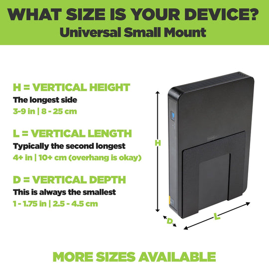 HIDEit Uni-S | Adjustable Small Electronics, Cable Box Mount + Small Computer Mount