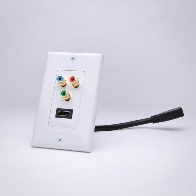 Slim Line Standard HDMI Pigtail and RGB Component Video Decor Wall Plate