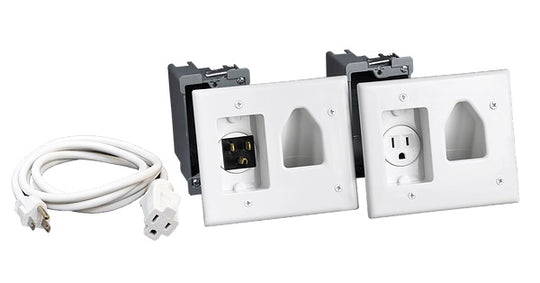 Datacomm 45-0023-WH Recessed Pro-Power Kit with Straight Blade Inlet