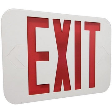 Morris LED Exit Sign Red LED White Housing