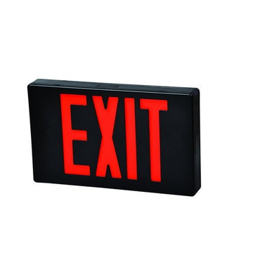 Morris LED Exit Sign Red LED Black Housing Battery Backup
