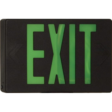 Morris LED Exit Sign Green LED Black Housing Battery Backup